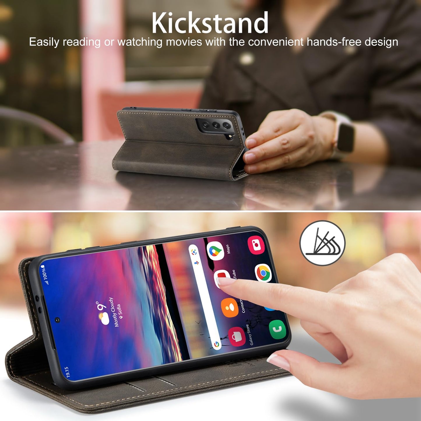 Samsung Galaxy S22 5G Wallet Case with RFID Blocking Card Holder Kickstand Magnetic,Leather Flip Case Wallet for Galaxy S22 5G 6.1 Inch(Coffee)