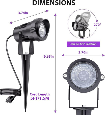 Onforu 18W Black Light Spotlight Outdoor, IP65 Waterproof Blacklight Spot Lights, 385-400nm Wavelength, Plug-in Halloween Black Lights for Glow Party, Body Paint, Stage Lighting, Neon Decor (1 Pack)
