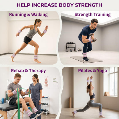 Adjustable Ankle Weights for Women Men 1-6 LBS 1 Pair Wrist Leg Arm Weights with Removable Weight, Strength Training Weight for Jogging, Walking, Running, Fitness, Gym Workout, Purple
