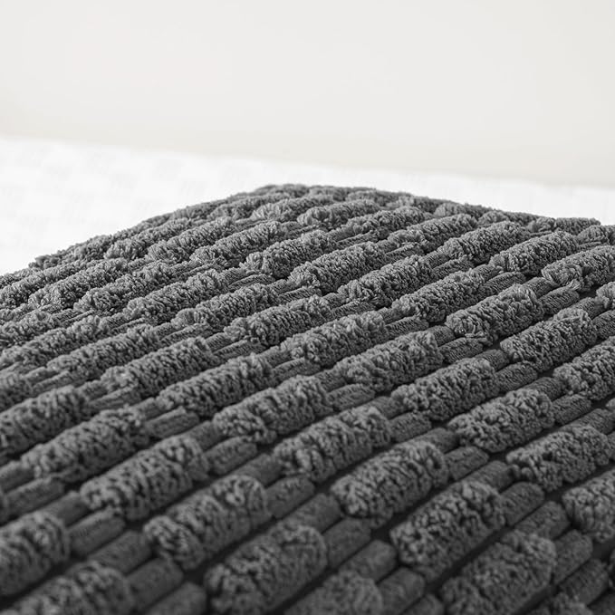 Fancy Homi Dark Grey Long Body Lumbar Decorative Throw Pillow Covers 20x54 Inch for Bed Couch Bedroom Bench, Soft Corduroy Rectangle Solid Pillow Case, Rustic Farmhouse Boho Room Decor