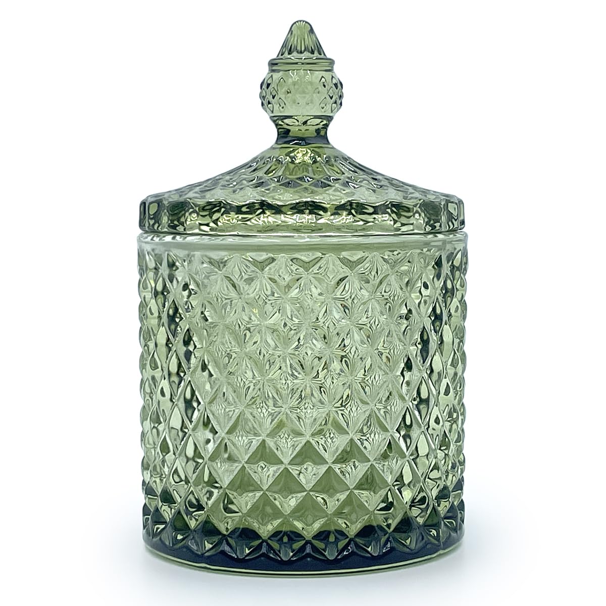 YILUSHENGHUA Colorful Glass Jar With Lid,Candy Cookie Jars,Jewelry Box,Christmas Decorative Jar(Olive Green)