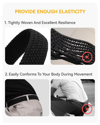 CHAOREN Stretch Belts for Men - Braided Elastic Golf Belt for Men 1 3/8"- Fits Casual Jeans & Shorts
