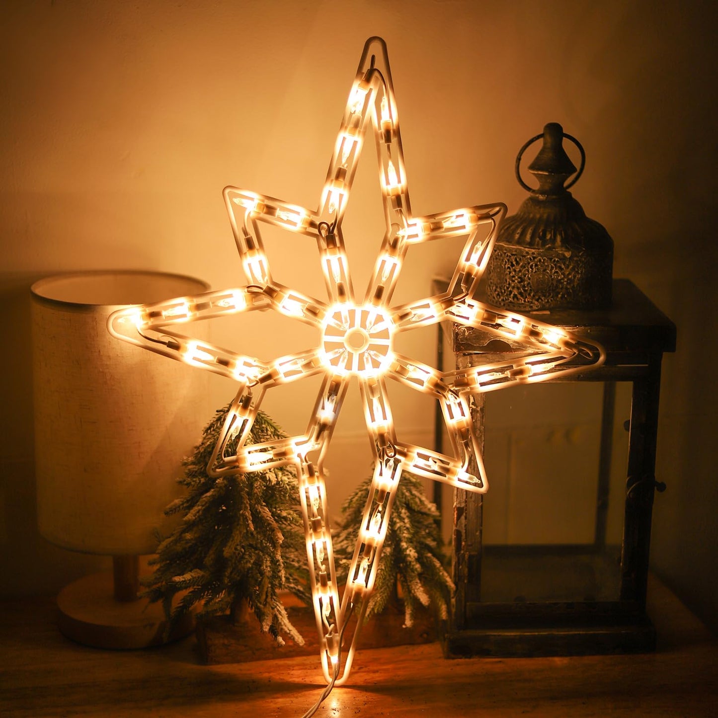 LAMPHOME 19Inch Bethlehem Star Light,Christmas Polaris Decoration Lights,Christmas Window Silhouette Lights,Double Side Sign Lamp Decoration for Holiday Indoor Wall Door Glass Decorations
