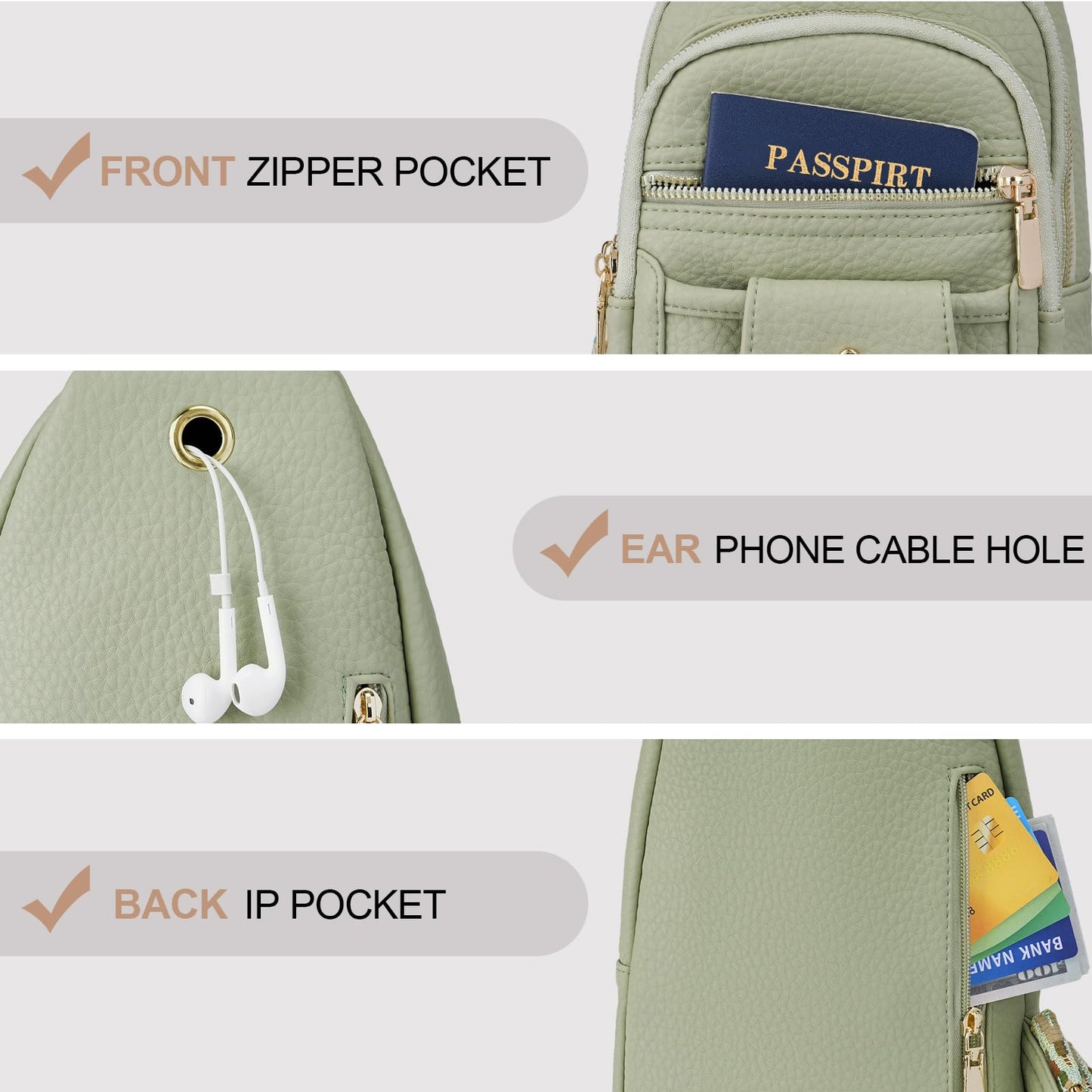 GAEKEAO Sling Bag Crossbody Bags for Women Vegan Leather Fanny Pack Chest Travel Anti Theft Purse Shoulder Bag handbags Gifts