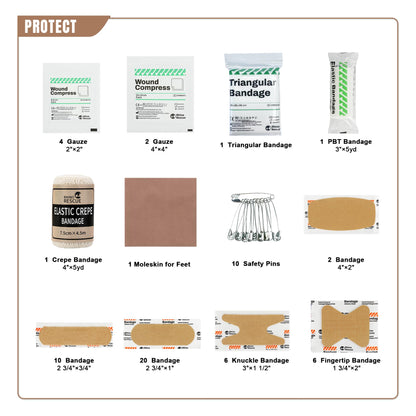 RHINO RESCUE Survival First Aid Kit, HSA/FSA Eligible, Emergency Kit Molle Pouch IFAK Medical Kit for Vehicles Car Camping Backpacking Hiking Hunting Black