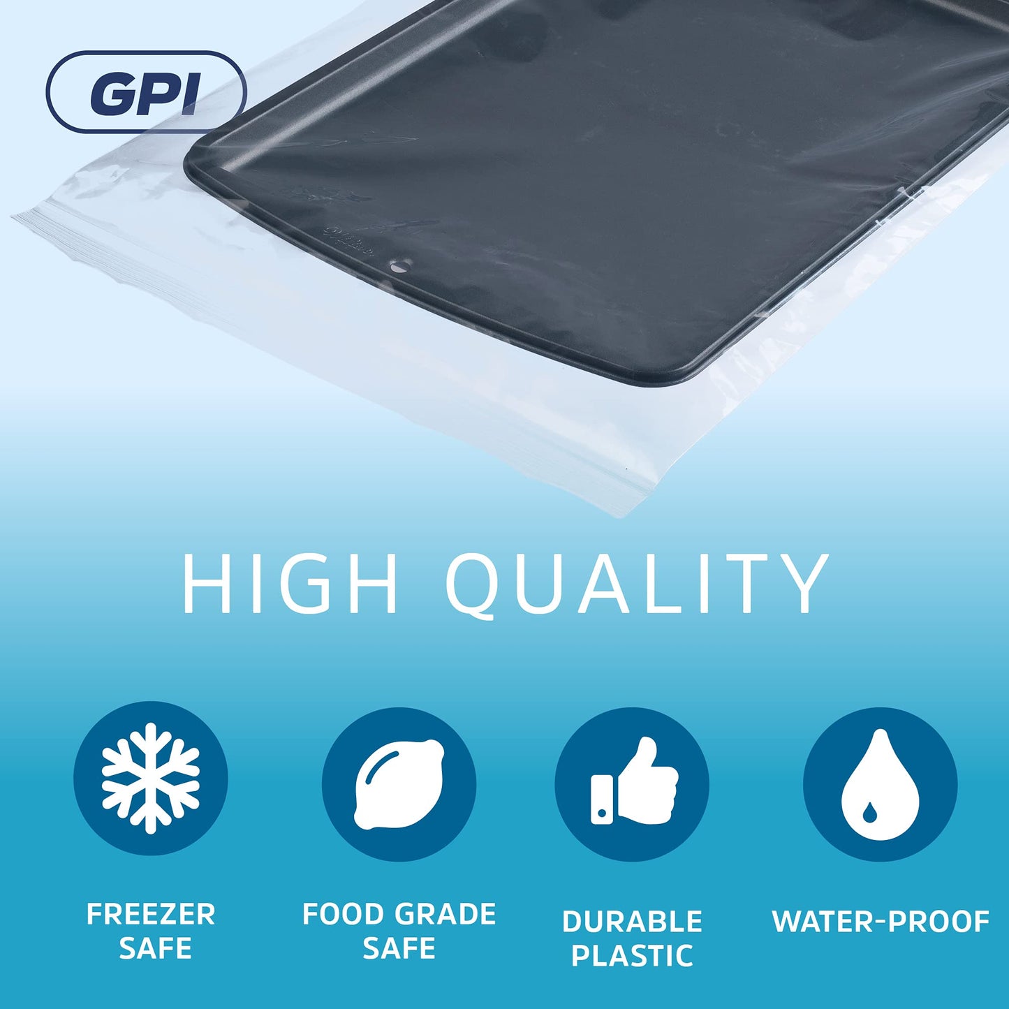 GPI - 2 Gallon Zip Bags, 13" x 15" Large Reclosable Lock Zip Bags, Clear Plastic Zipper Storage Bags with Zip Top Lock for Freezer, Clothing, Food, Documents & Supplies - 200 Count