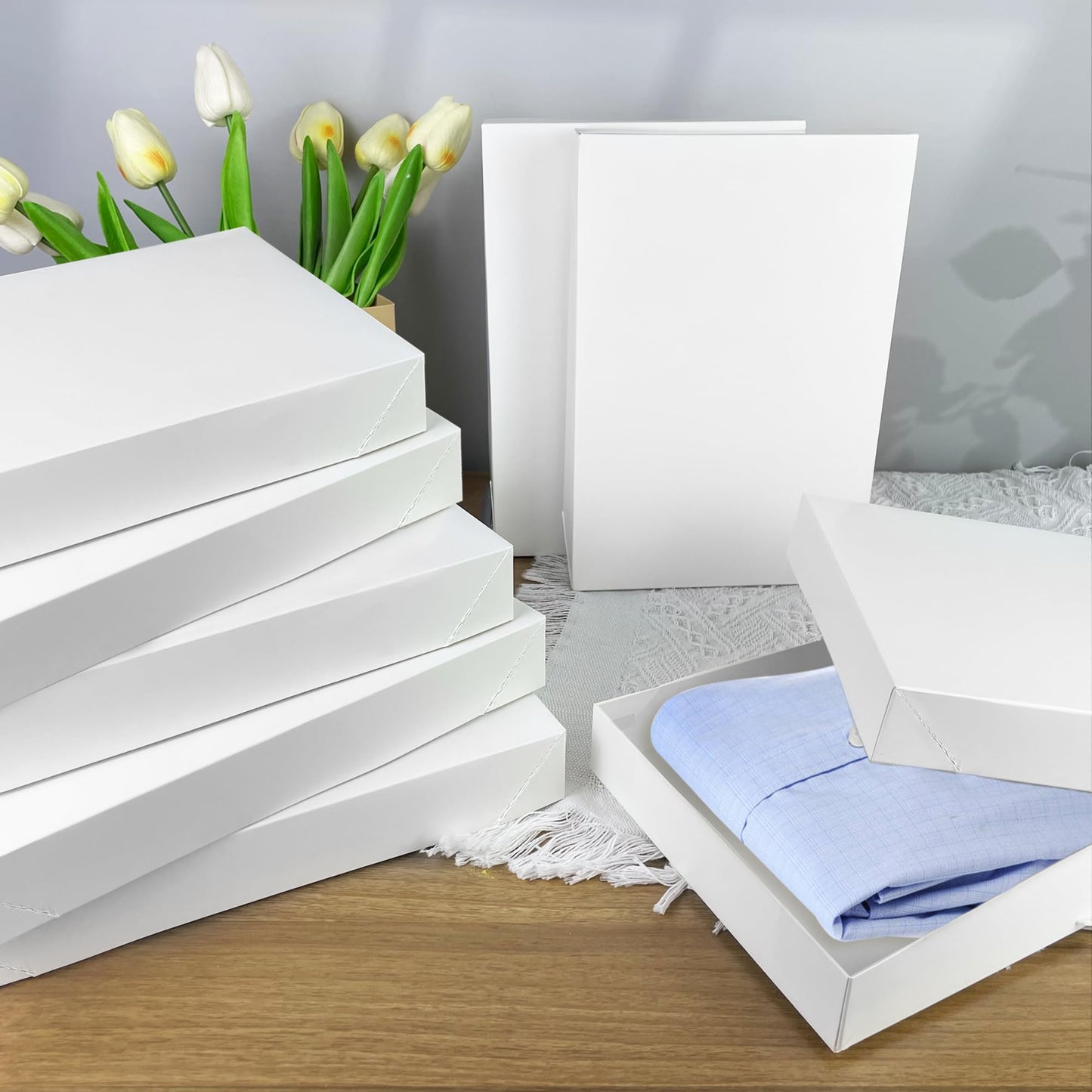 MUMULULU 14 PCS White Gift Boxes with Lids Sizes 11'' x 7.48'' for Birthdays Graduations Christmas Weddings Baby Showers and More