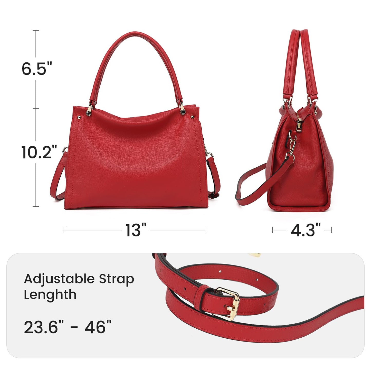 KOGTLA Medium Genuine Leather Tote Handbags for Women, Ladies Soft Satchel Shoulder Purses, Two-Handle Hobo Bags