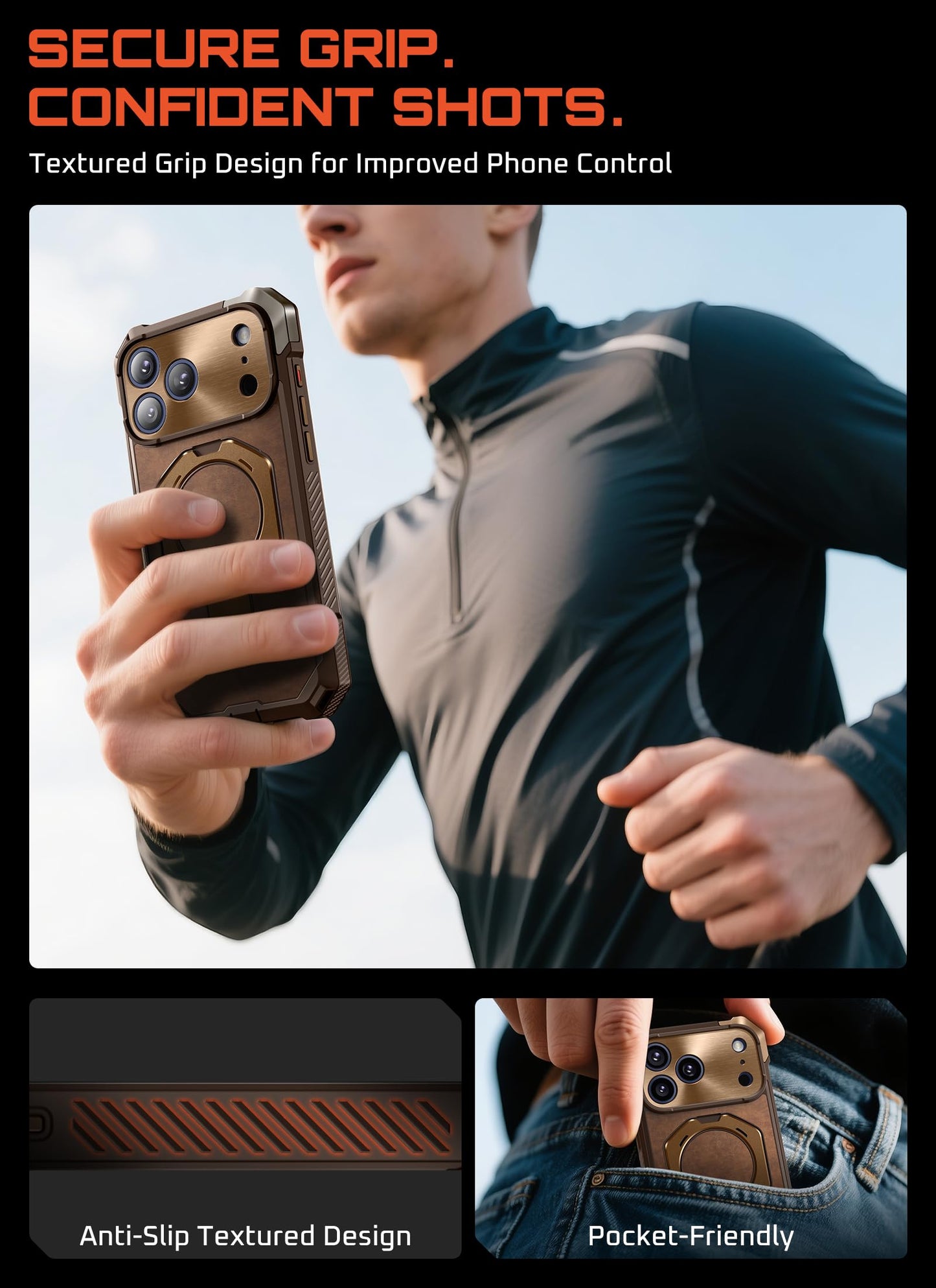 SUPCASE for iPhone 17 Pro Max Case with Kickstand (Unicorn Beetle Grip), [Camera Control Cover] [Compatible with MagSafe] [Military-Grade Drop Protection] Premium Leather Magnetic Phone Case, Brown