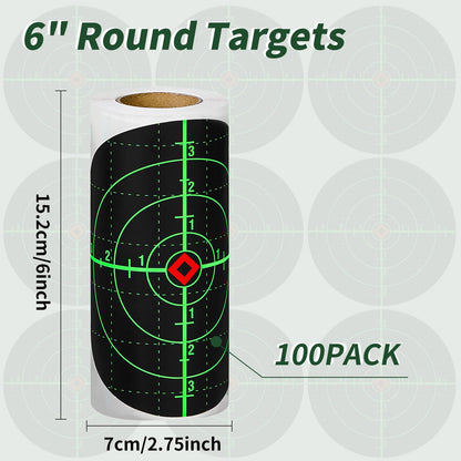 Shooting Targets, 6" Splatter Targets Stickers 100 Pack Self Adhesive Paper Target for Shooting Range Reactive Fluorescent Yellow Gun Target for Shooting Practice, Crosshairs