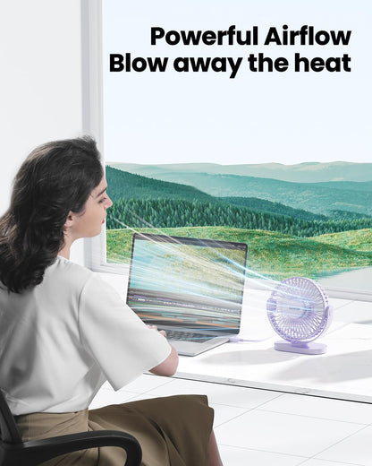 Gaiatop USB Desk Fan, 5.5 Inch Small Quiet Powerful 3 Speeds 90° Rotate, Personal Mini Portable Desktop Table Fans, Cooling for Home Office Car Travel Indoor Outdoor Pink