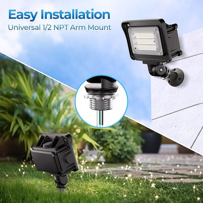 CINOTON 30W Dusk to Dawn LED Flood Light Outdoor, 4200LM IP65 Waterproof Security Wall Lighting Fixture with 180°Knuckle for Barn Yard Factory 5000K Daylight AC100-277V 1 Pack