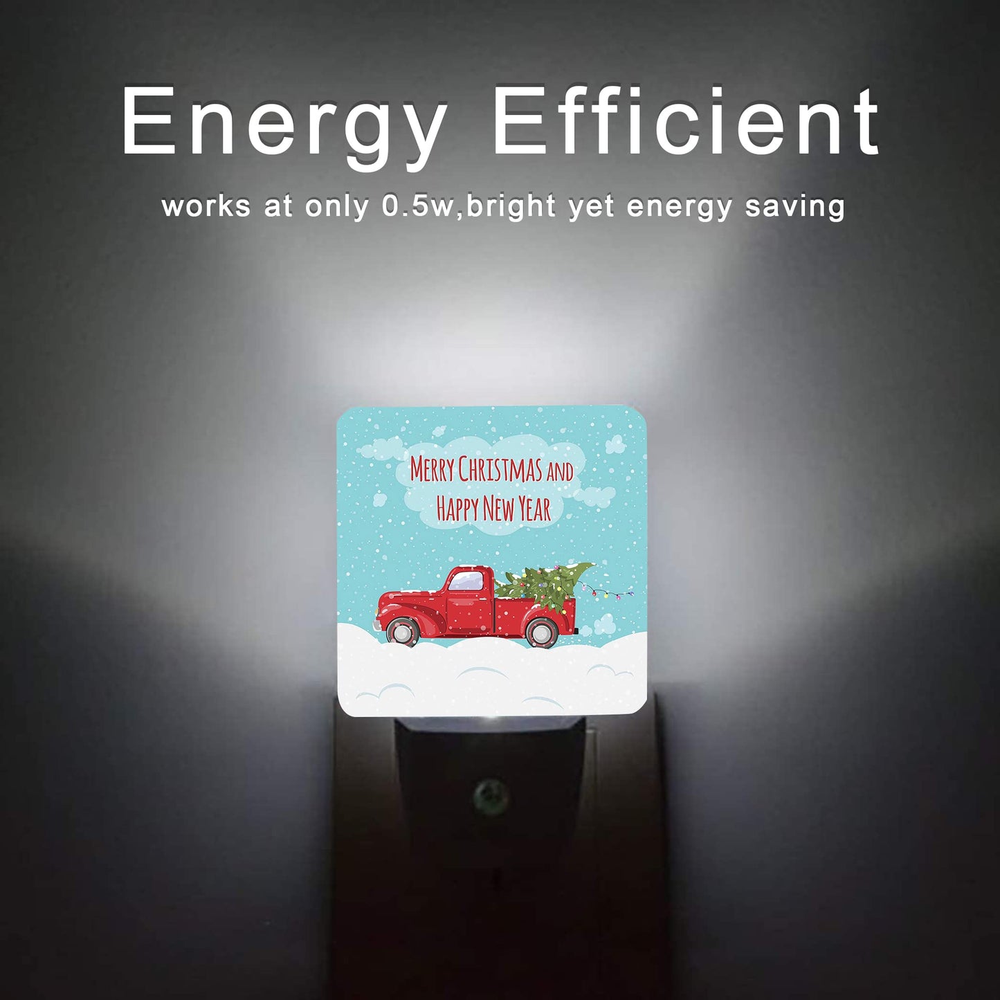 Oeaskly Christmas Décor Night Light,Retro Pickup and Christmas Tree Night Lights Plug into Wall with Dusk to Dawn Light Sensors 0.5W Dim Lamp for Bedroom