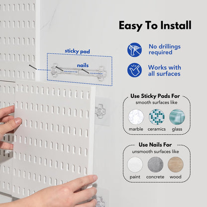 Keepo Pegboard Combination Kit with Modular Accessories, Wall Organizer for Gaming Setup, Crafts, and Ornament Display, Peg Board for Bedroom, Office, Home (White, 22″×11″)