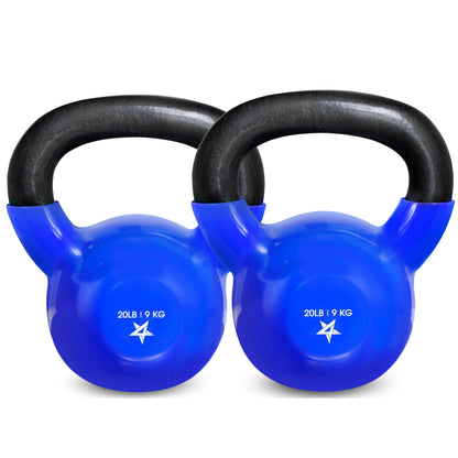 Yes4All Kettlebell, 5-100 LB Vinyl Coated Cast Iron Strength Training Kettlebells for Home Gym Exercises, Fitness, Full Body Workout Equipment, Push Ups, and Grip Strength