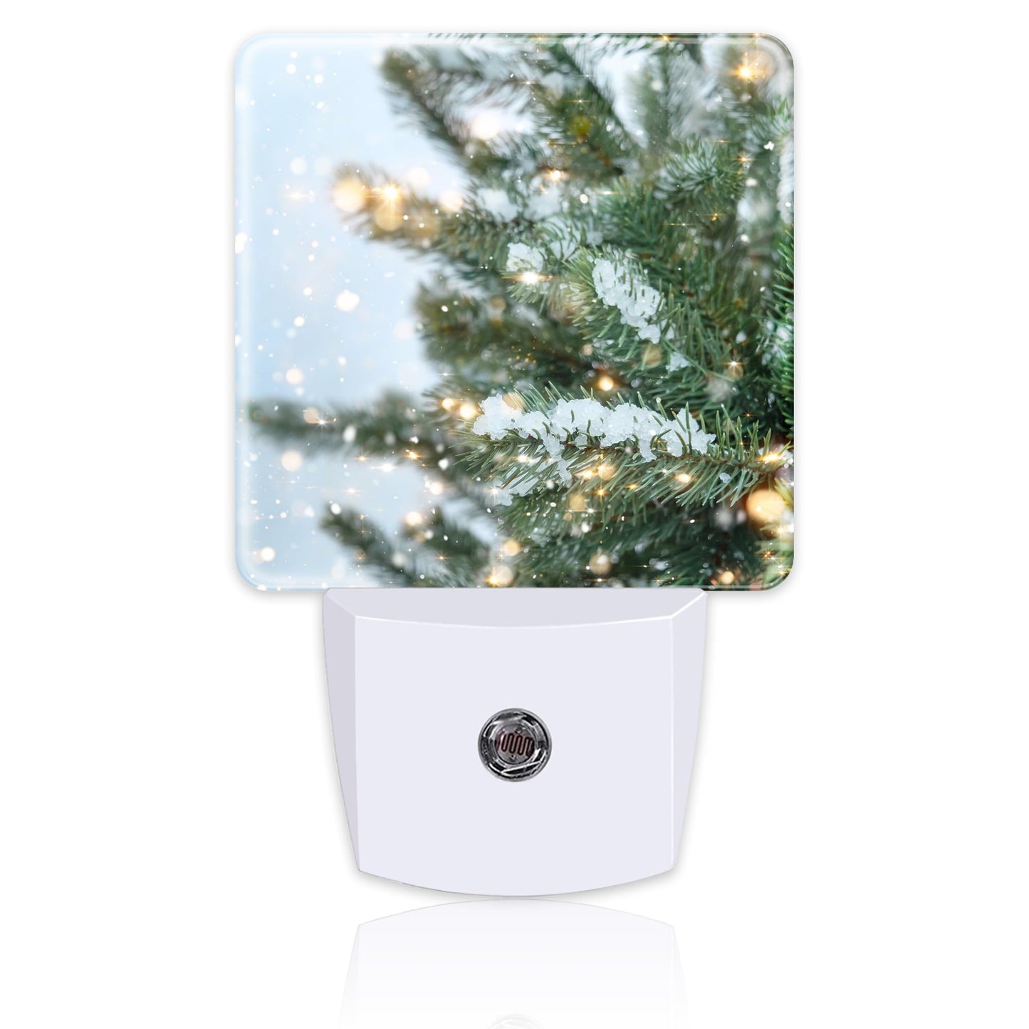 sndheke Winter Snow Pine Tree Night Light, Glitter Christmas Tree Dusk to Dawn Night Light Plug in, 0.5w Energy Saving Sleep Friendly NightLight for Kids Boys Girls Home Decor