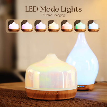 Porseme 500ml Essential Oil Diffuser, Aroma Ultrasonic Humidifier with Remote Control, BPA Free, Auto Shut-Off, Timer Setting for Large Room Sleeping Yoga