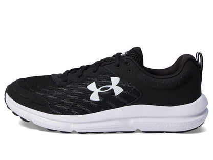 Under Armour Men's Charged Assert 10 Shoes, (001) Black/Black/White, 8 Wide