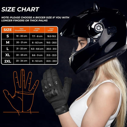 Motorcycle Gloves for Men & Women - Winter Bike Gloves with Hard Shell & Palm Padding | Tactical for Sports, Hiking, Climbing