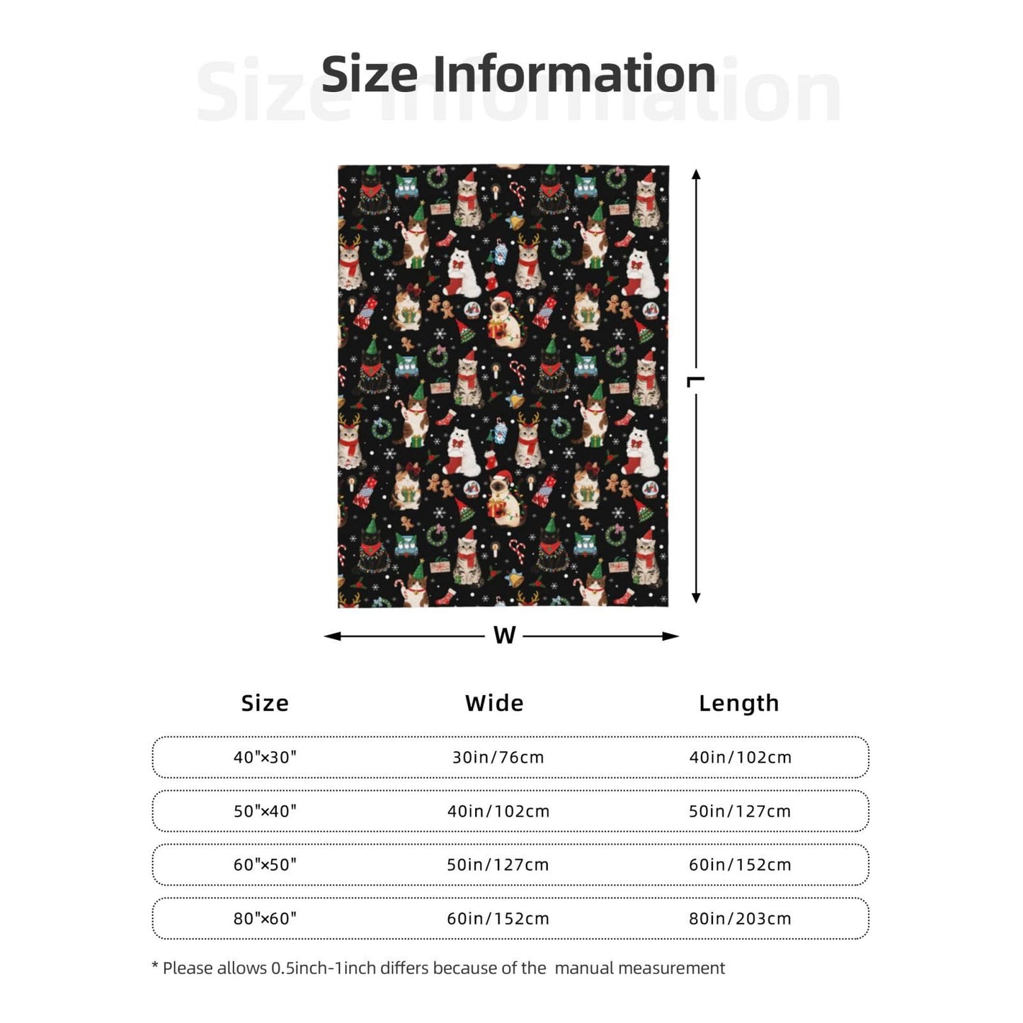 Christmas Cats Fuzzy Fleece Blanket, Soft Cozy Throw Blankets for Couch, Bed, Sofa, for Boys Girls Kids, Cat Lovers 50"x40"