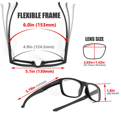 HTS HUNTERSKY P11 Safety work medium Glasses Women Men with Side Shields Z87 Anti Scratch Fog Resistant nurse medical surgical pickleball Indoor sports