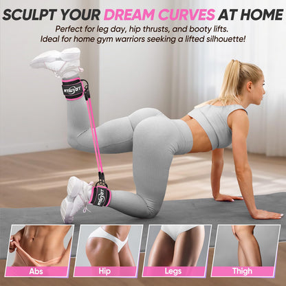 NTIUYOT Ankle Resistance Bands with Cuffs,Workout Sets for Women, Resistance Bands for Working Out, Exercise Band for Leg Booty, Home Gym Workout Equipment, Ankle Weights Fitness Band Set