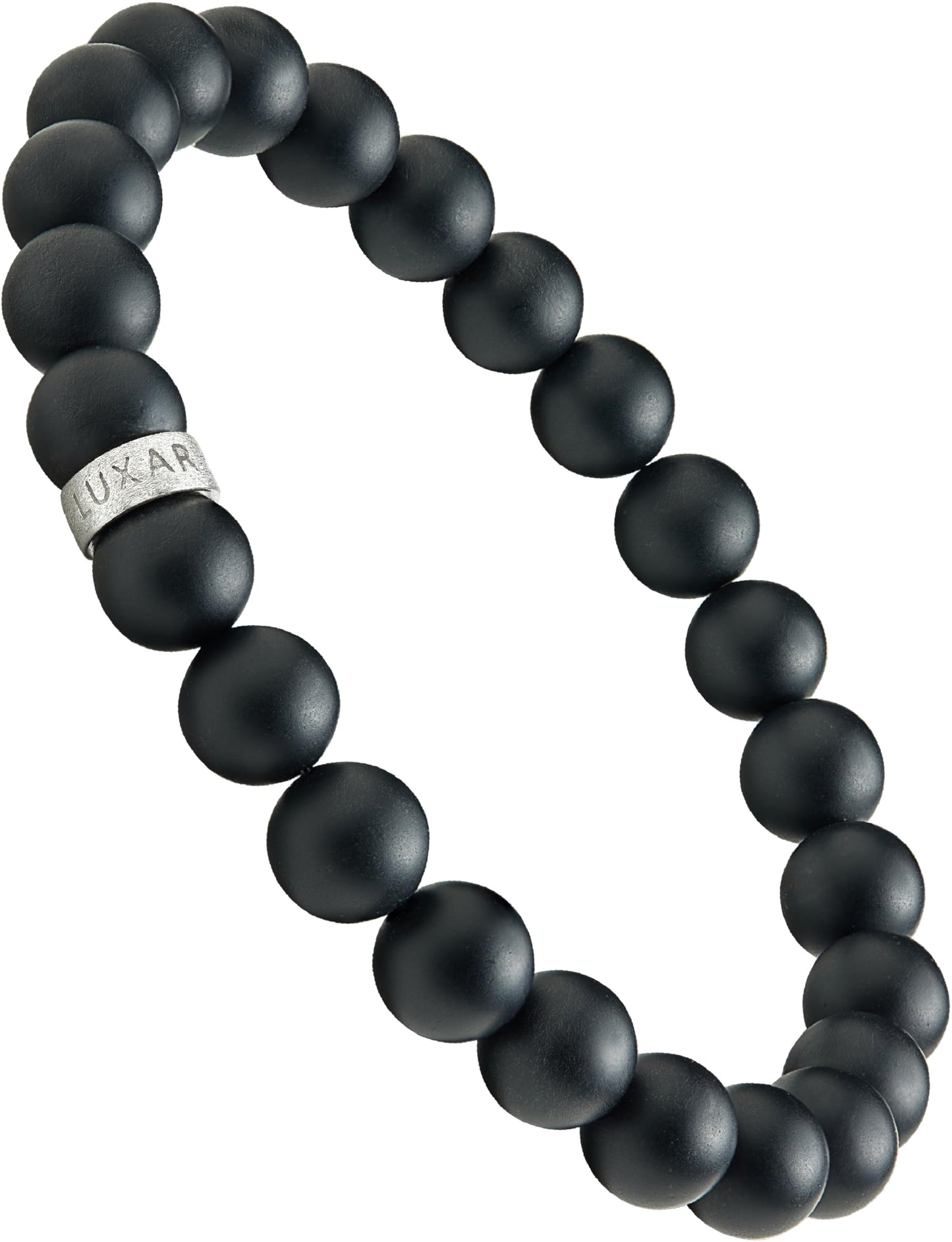 LUXAR Men’s Black Onyx Stone Bead Bracelets | Matte Black 8mm Stone | Minimalist, Designer Jewelry for Men (925 Silver, Small)