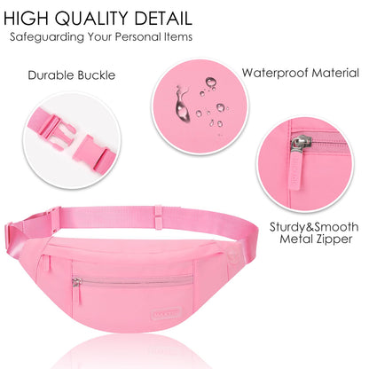 MAXTOP Large Fanny Pack Waist Purses for Women Trendy Cross body Bags with Adjustable Strap Passport Holder Bag for Theme Park Shopping Traveling Running (Barbie Pink)