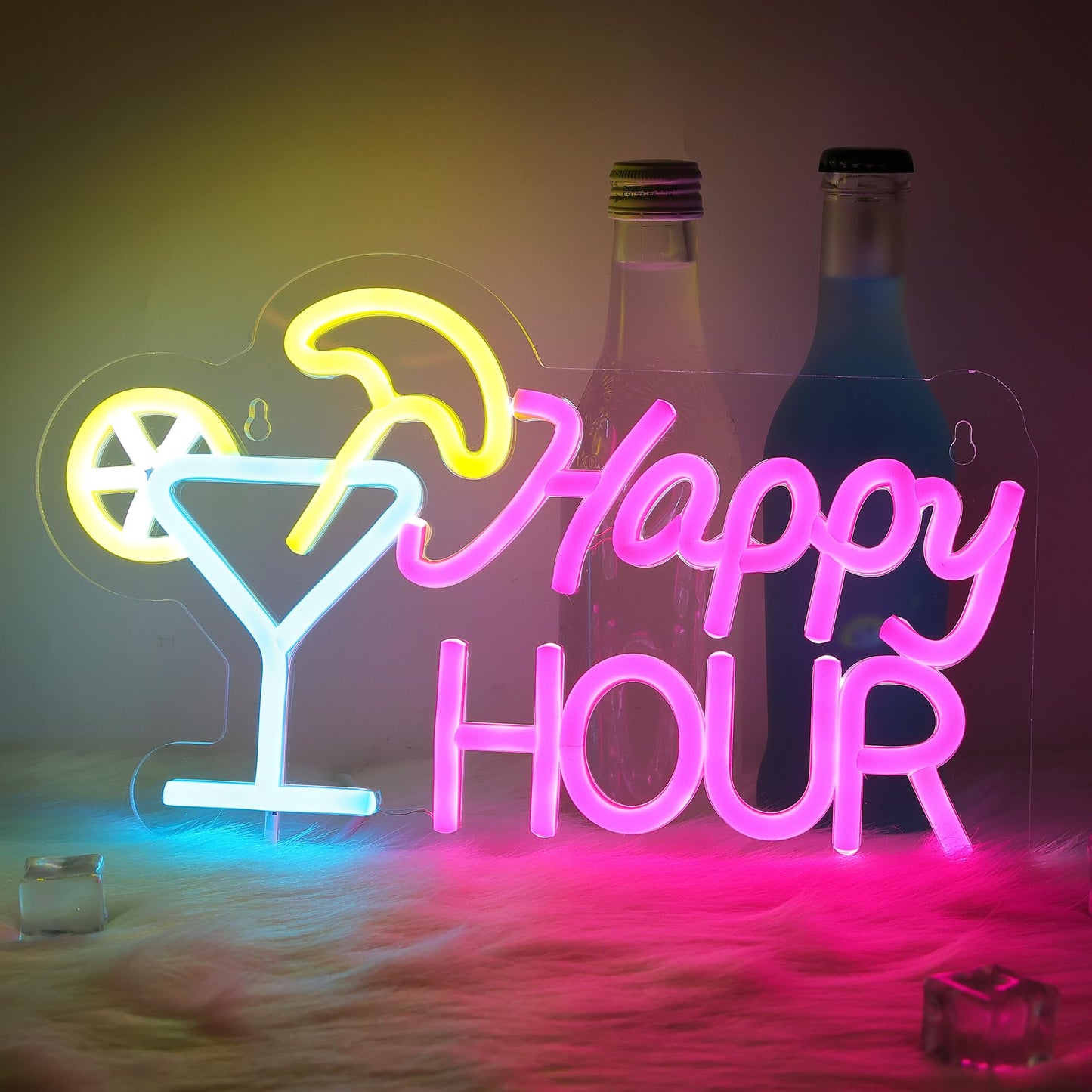 Attivolife Cocktail Happy Hour Neon Sign, Bright LED Lights with USB Powered, Light up Wall Decor for Bedroom, Man Cave, Unique Business Lamp for Club, Store, Party, Bistro, Birthday Christmas Gifts