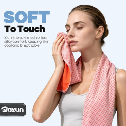 ROXUN 4 Pack Cooling Towels, 40''x12'' Soft Breathable Chilly Neck Ice Towel for Workout Running Golf 2 Gray+2 Dark Gray