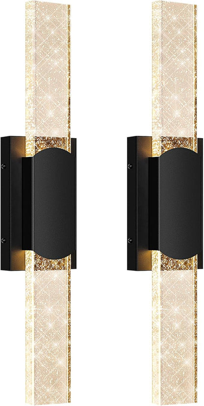 23.5in Large Size Outdoor Wall Light Fixtures with Crystal Bubble Glass, Waterproof Exterior Sconces LED Wall Lanterns, Porch Lights Wall Mounted 10W 3000K Outside Lights for House Front Door Garage