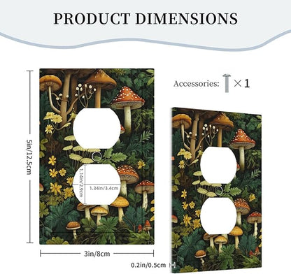 Mushrooms Forest Nature Botanical Art Light Switch Cover 1 Gang Outlet Plate Single Duplex Wall Plate Covers Decorative Switchplate Covers Electrical Faceplate for Farmhouse Living Decor