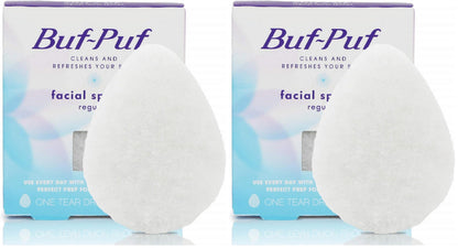 Buf-Puf Regular Facial Sponge, Dermatologist Developed, Removes Deep Down Dirt & Makeup that Causes Breakouts and Blackheads, Reusable, Exfoliating, White, 1 Count