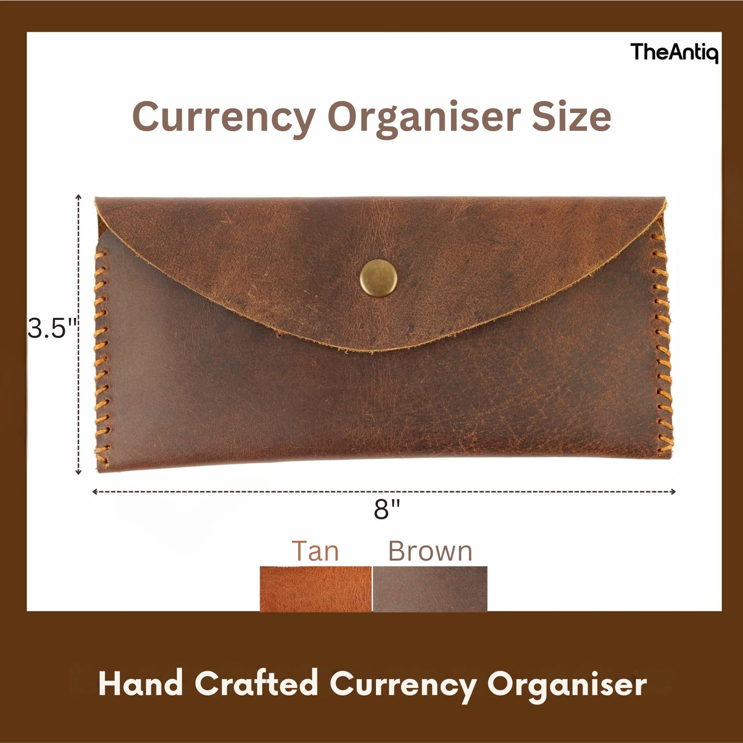 TheAntiq Leather Currency Pouch, Money Bag, Credit Card Wallet, Genuine Leather Currency Organiser For Men & Women, Dollar Bills Organiser, Money Pouch, Cash Bag- Handmade
