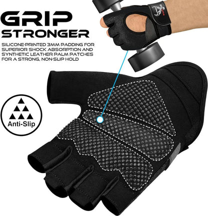 Fingerless Weight Lifting Gloves - Breathable Gym Gloves with Palm Protection for Men & Women | Ideal for Weightlifting, Cycling, and Training