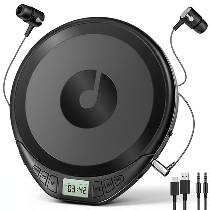 Portable CD Player with Headphones KOVCDVI CD Player Portable for Car with Anti-Skip & Shockproof,CD Discman with LCD Display,AUX Cable and Earphone for Sport Home Outdoor