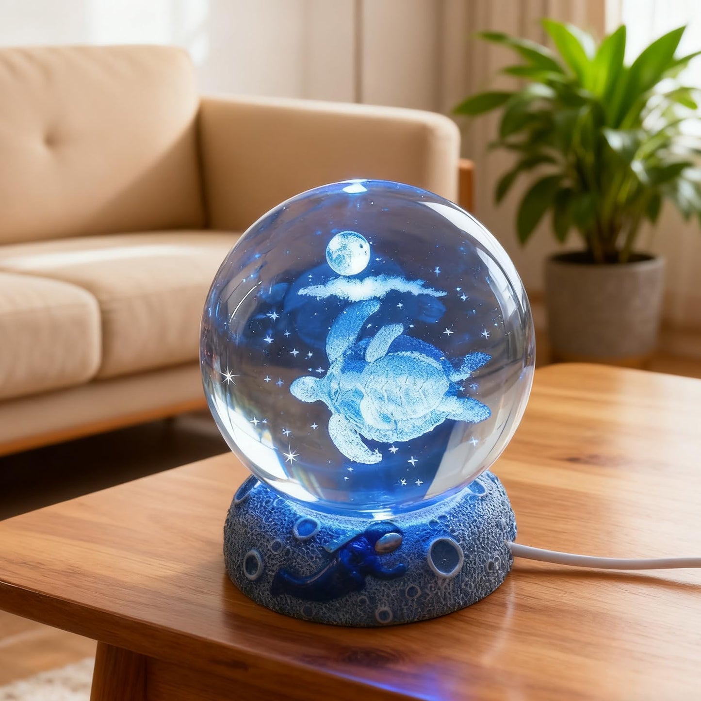 COQIRAUSEN Turtle 3D Crystal Ball Figurine, 2.4inch Oceans Glass Ball Gifts for Women, Sculpture Display Paperweight Keepsakes for Marine Organism Lover Home Decor