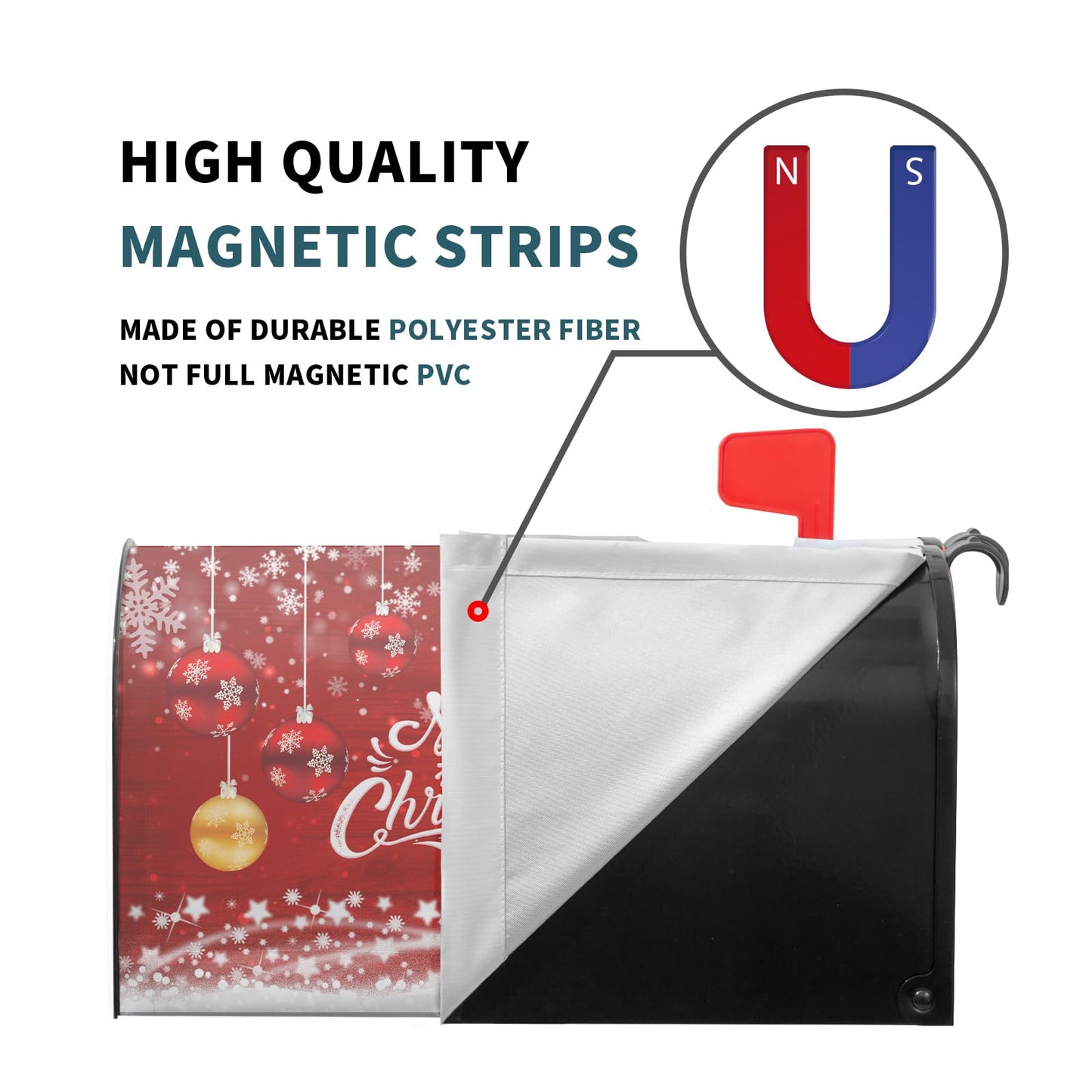 Merry Christmas Mailbox Covers Magnetic Standard Size 18" X 21" Winter Snowflake Pine Mailbox Wraps Holiday Xmas Letter Post Box Cover for Home Garden Outdoor Yard