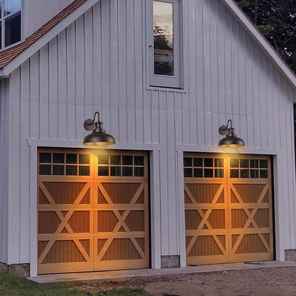 Dusk to Dawn Outdoor Gooseneck Barn Lights Outdoor Wall Sconces Farmhouse Exterior Wall Mount Light Vintage Outside Lighting Fixture Industrial Bronze Lantern for Porch Garage Shed Patio, 2 Pack