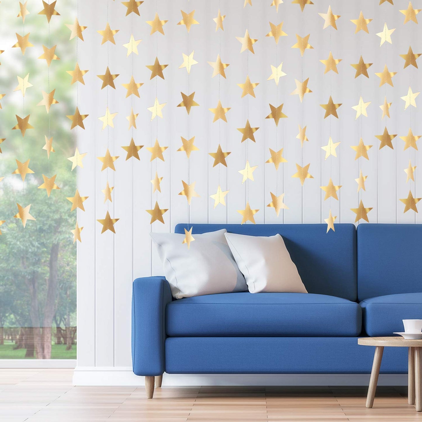 Patelai Glitter Star Garland Banner 2026 Graduation Decor 130 Feet Star Hanging Banner Twinkle Backdrop for Party Birthday Classroom Wedding Supplies(Champagne Gold)