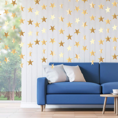 Patelai Glitter Star Garland Banner 2026 Graduation Decor 130 Feet Star Hanging Banner Twinkle Backdrop for Party Birthday Classroom Wedding Supplies(Champagne Gold)