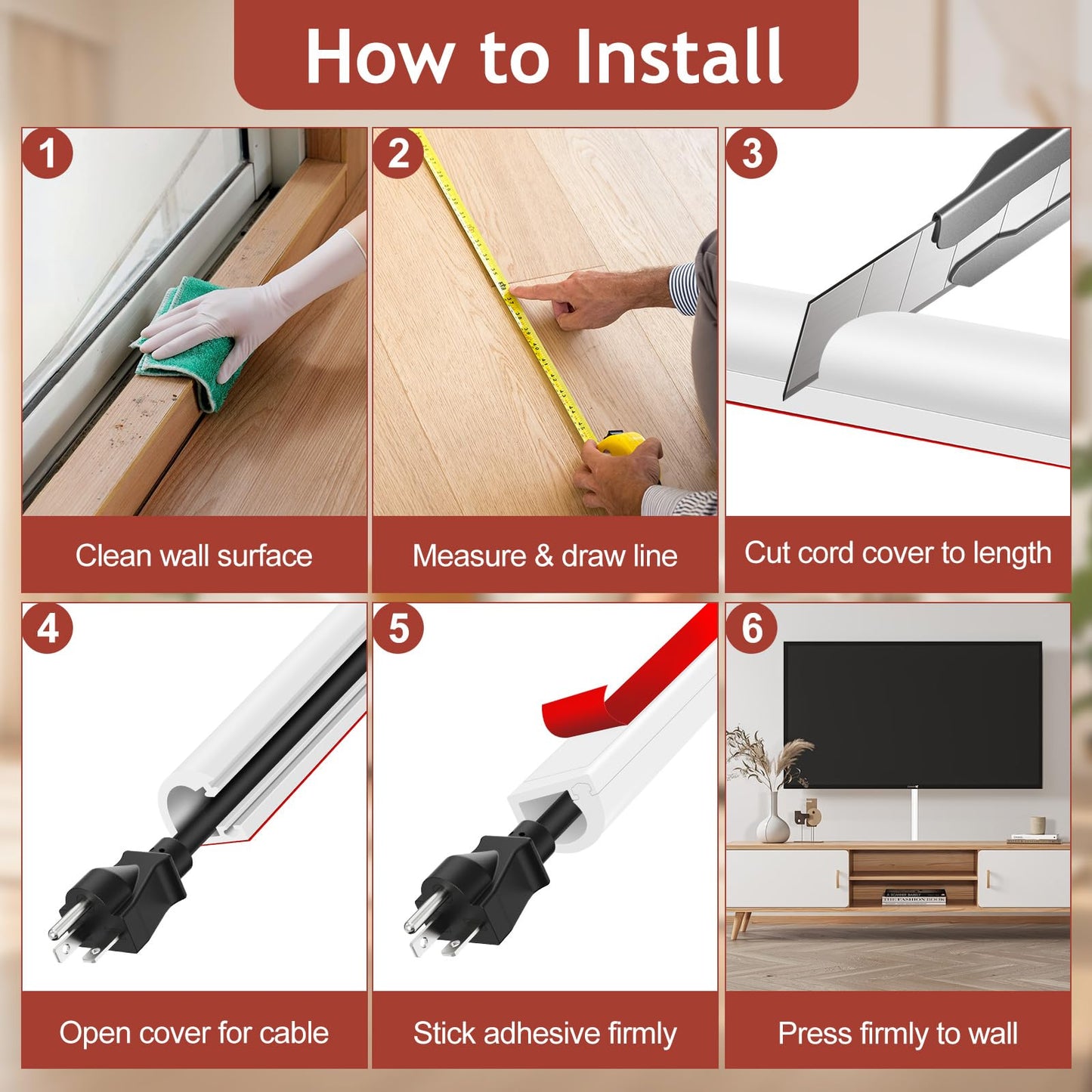 Self-Adhesive Silicone Cable Hider, Flexible Wire Cover Cable Raceway for Wires, Wall Mount TV, Home Audio, Network, Power, and Phone Line Managemen (White-1 Cable, 78inch)