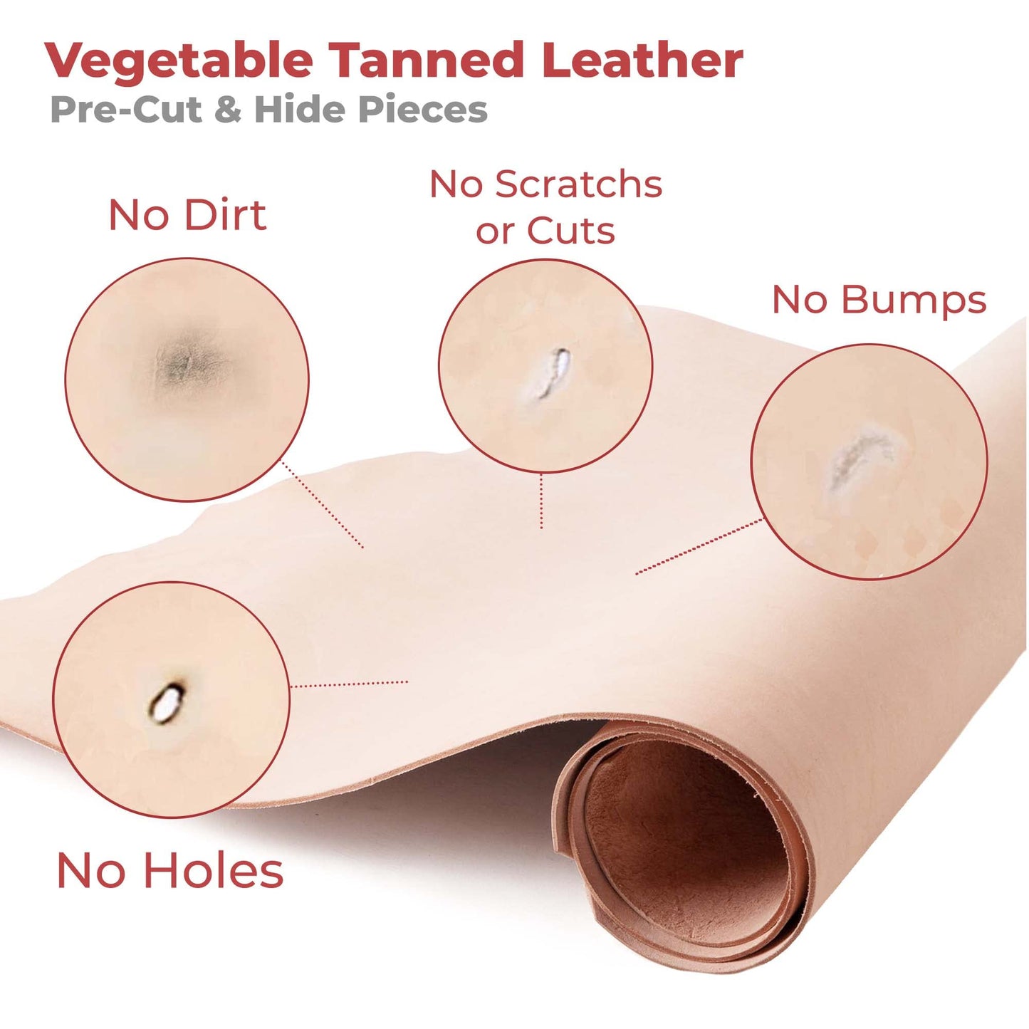 ELW 7-8 oz.(3-3.2 mm) Thickness Pre-Cut Square 2 PCS 12"x24", Tooling Leather Vegetable Tanned Full Grain Leather - Cowhide Leathercraft for Holsters Knife Sheaths Coasters Molding Emboss Stamp Cases