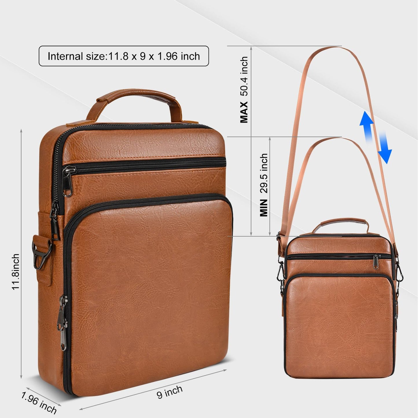 Leather Crossbody Bags for Men and Women, Cross body Purse Shoulder Sling Travel Messenger Bag Handbags Compatible with 11 inch iPad Pro Air 11 w/Magic Keyboard