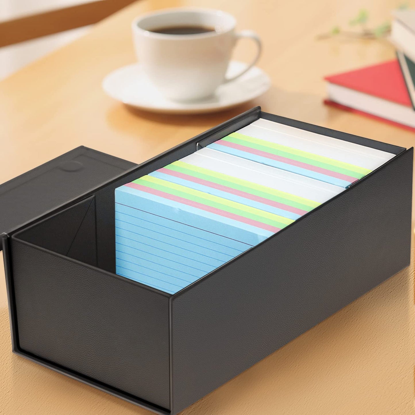 Harhana 3x5 Index Card Holder Card File Box Organizer, Hold 1200 3x5-Inch Flash Cards 2 Pack Black