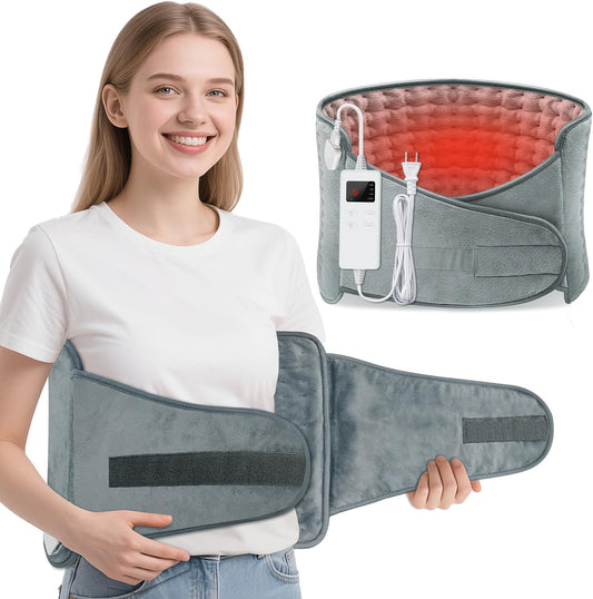 MELCAM Heating Pad for Back Pain Relief, 12"x24"+20" Large Electric Heating Pad for Period Cramps with Belt, 6 Heats Levels & 4 Timers, Auto Shut Off, Machine Washable, Gifts for Women Men Mom Dad