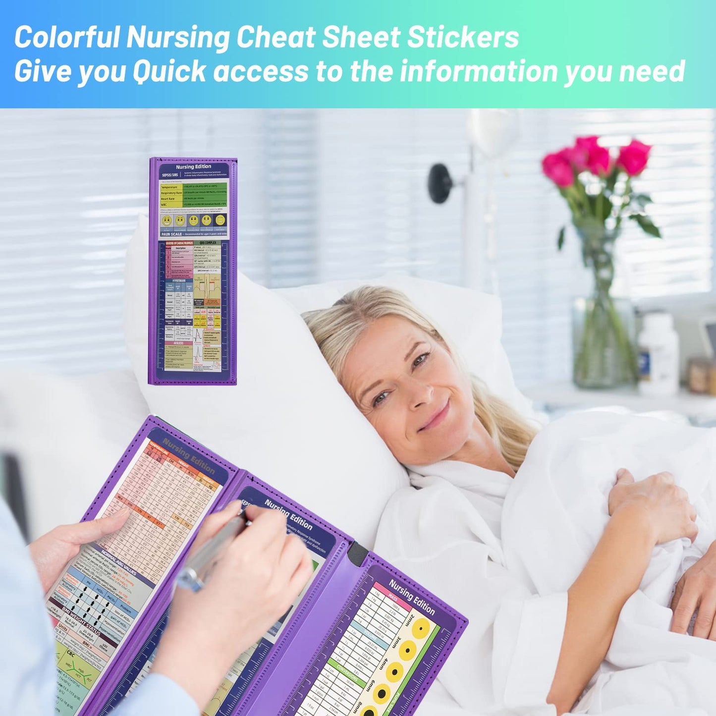 TWUTGAYW Nursing Clipboard, Portable Foldable Clipboard Pocket Size, 3 Layers Clip Board with Pen Holder for Students, Doctors, Nursing Edition clipboard with Elastic Band Notepad (Purple)