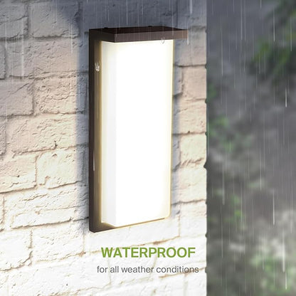 ASD LED 14" Outdoor Wall Light, Front Door House Sconce | 3CCT, Dimmable, Waterproof, ETL Listed | 20W 1900LM 3000-5000K 120V | Exterior Patio Lighting Fixture, Flush Mount Porch Lamp | Dark Bronze