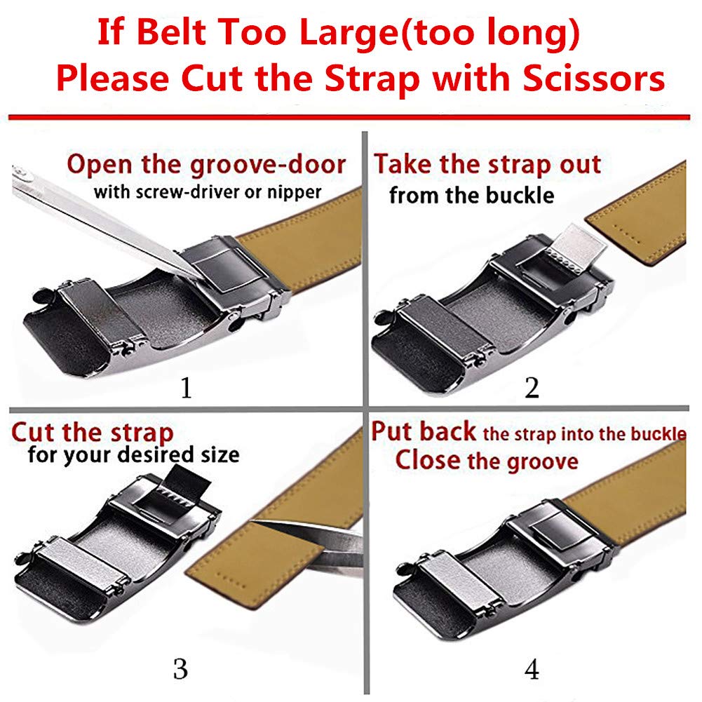 Lingli White Belt for Men Ratchet Dress Belt with Automatic Buckle -Trim to Fit-35mm wide-0051-110-White