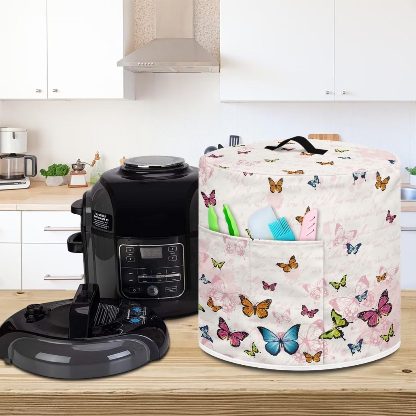Tutolipy Butterflies Pressure Cooker Cover Round Dust-proof Cover for Bread Maker Rice Maker Soup Pot Pressure Cooker Coffee Maker Cover